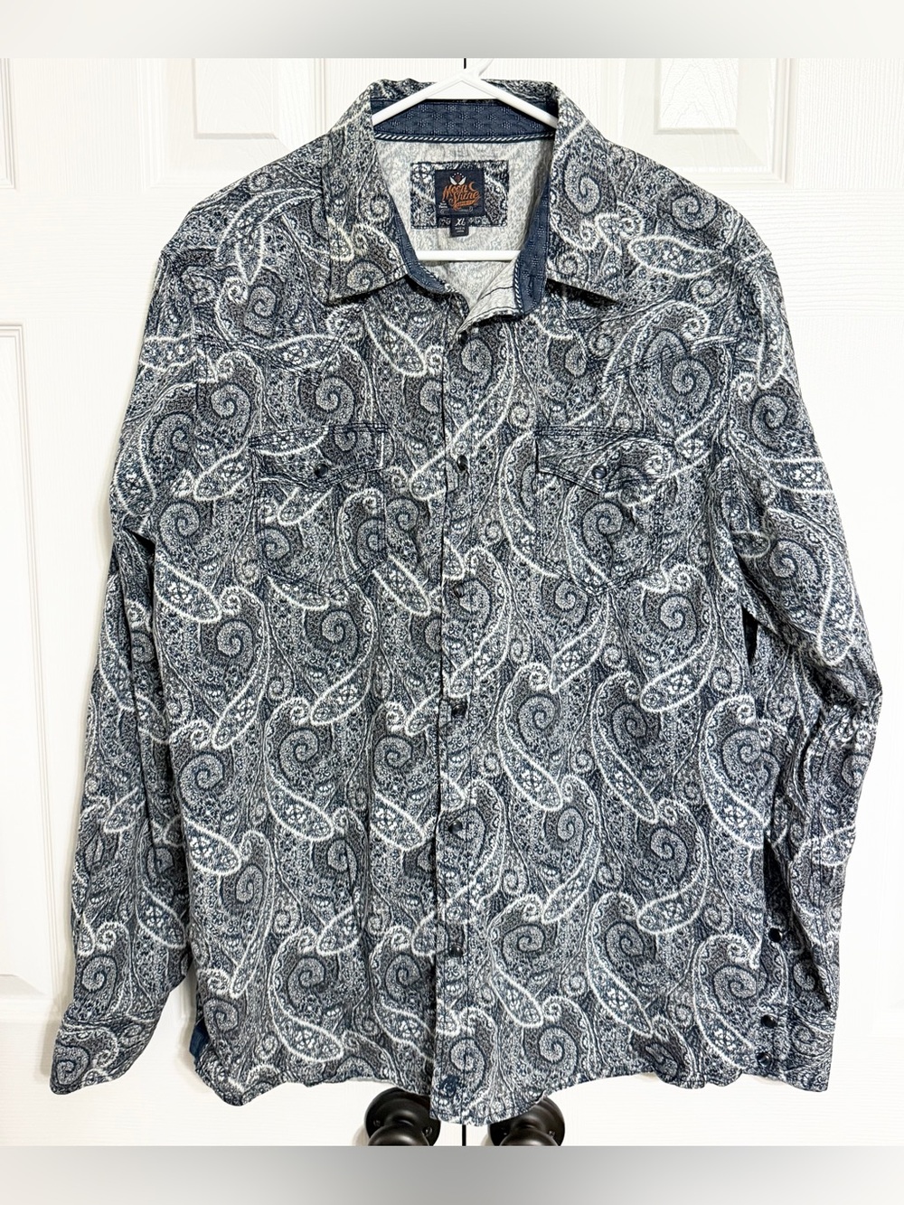 Moonshine Spirit Spirits Mens XL Brad Paisley Western Blue Pearl Snap Rodeo